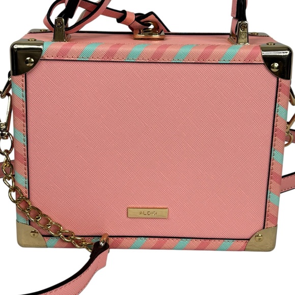 Aldo Pink Bon Voyage Travel Themed Clasp Close Suitcase Luggage Crossbody Purse - Picture 13 of 16